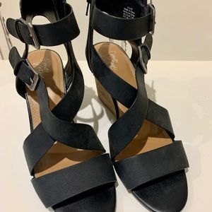 Black Wedge Sandal - Size 9.5 (fit more like a 9)